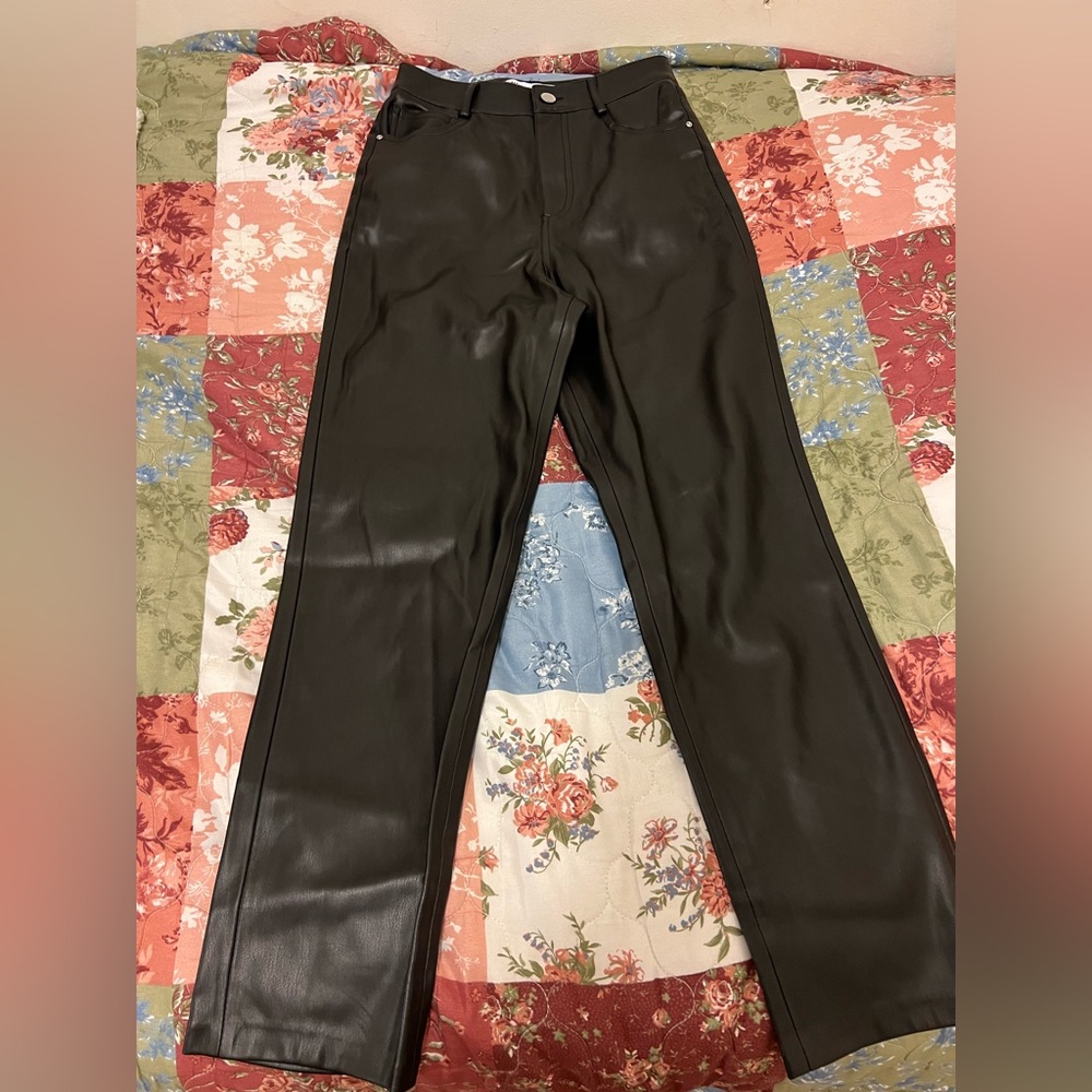 Zara High Waisted leather Pants